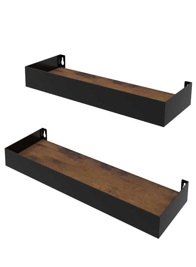 RLAVBL Wall Shelves Set of 2, Rustic Storage Wood Wall Mounted Floating Shelves for Bedroom Living Room Kitchen - Image 1